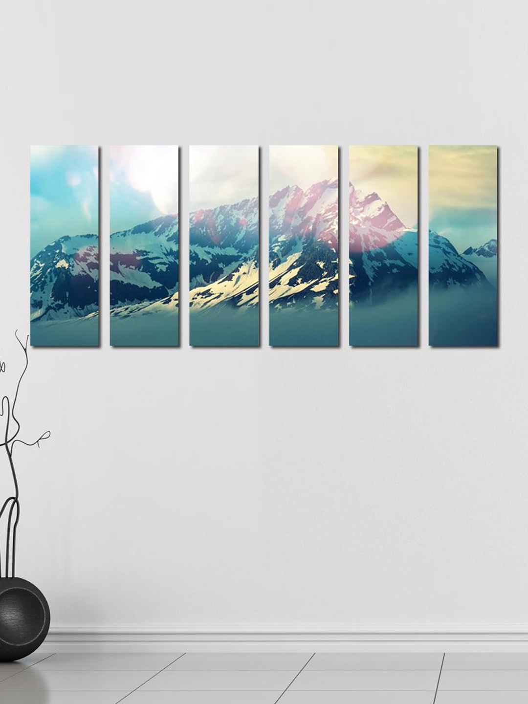 

999Store Multicoloured Set of 6 ICY Mountains Art Wall Art, Multi