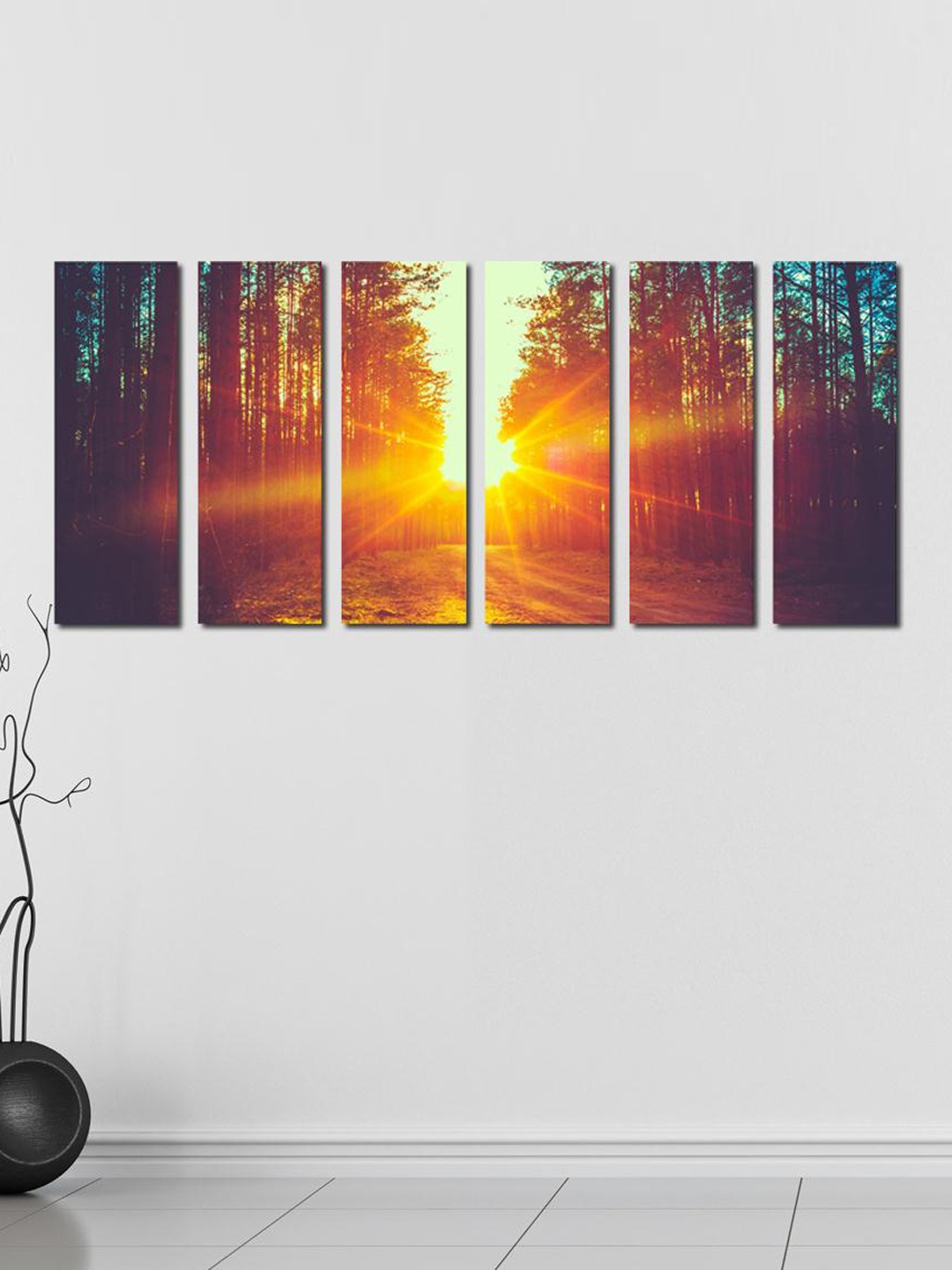 

999Store Set of 6 Brown & Yellow Sunlight from The Forest Wall Art