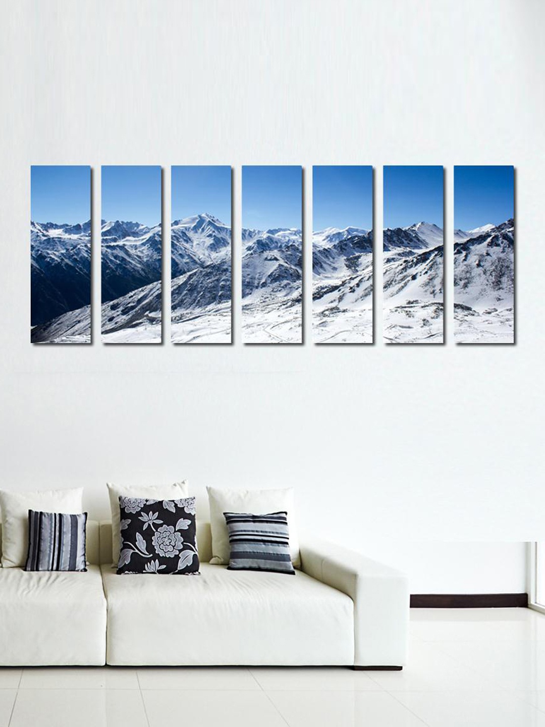 

999Store Set of 7 White & Blue The Road in The Mountains Wall Art