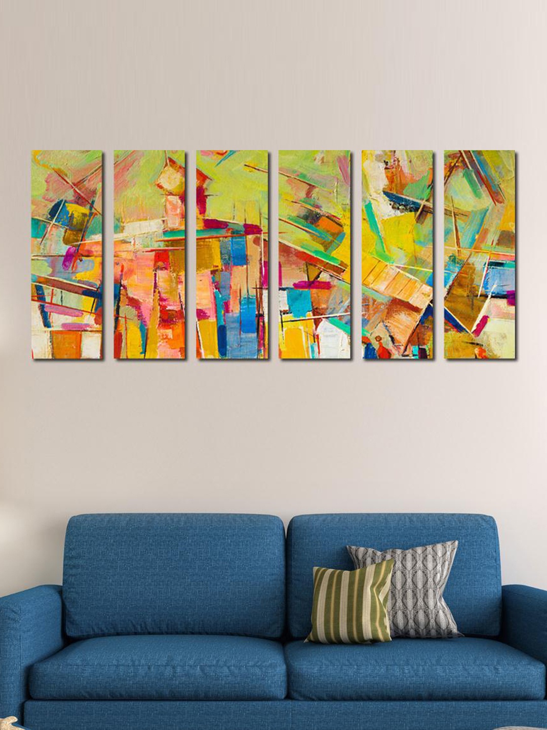 

999Store Multicoloured Set of 6 Abstract Design Wall Art, Multi