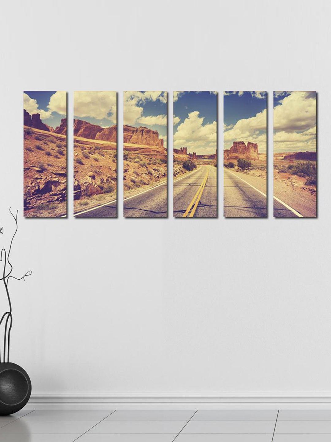 

999Store Set of Brown Blue & White 6 Road Dessert Wall Art