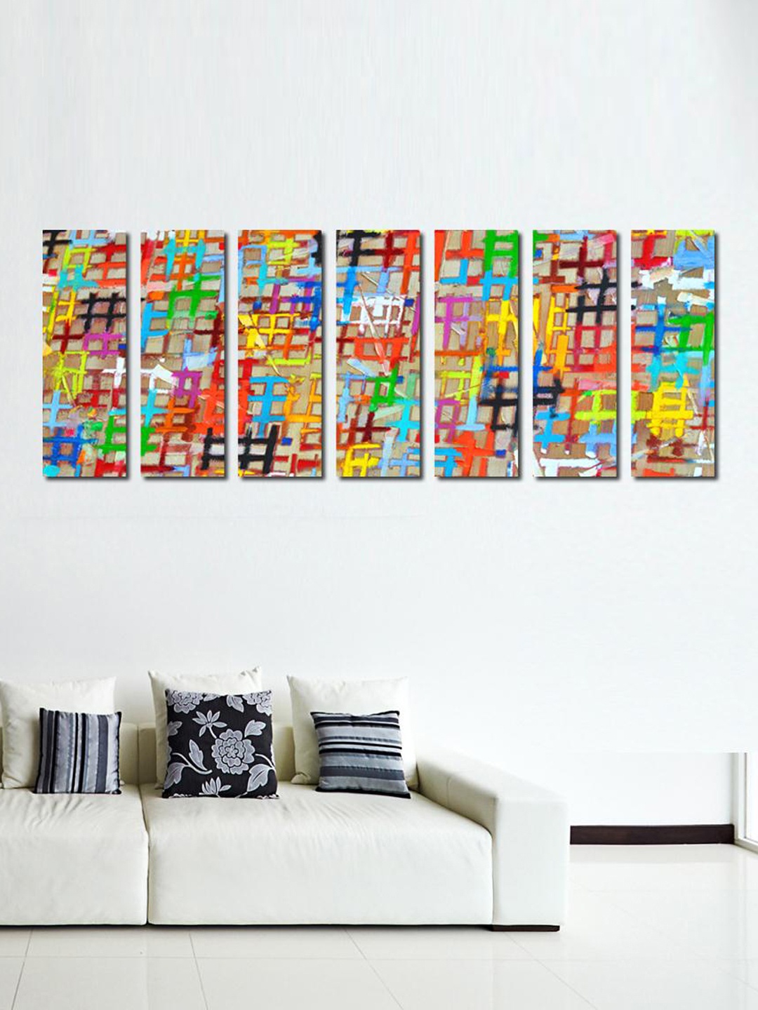 

999Store Multicoloured Set of 7 Abstract Painting Wall Art, Multi