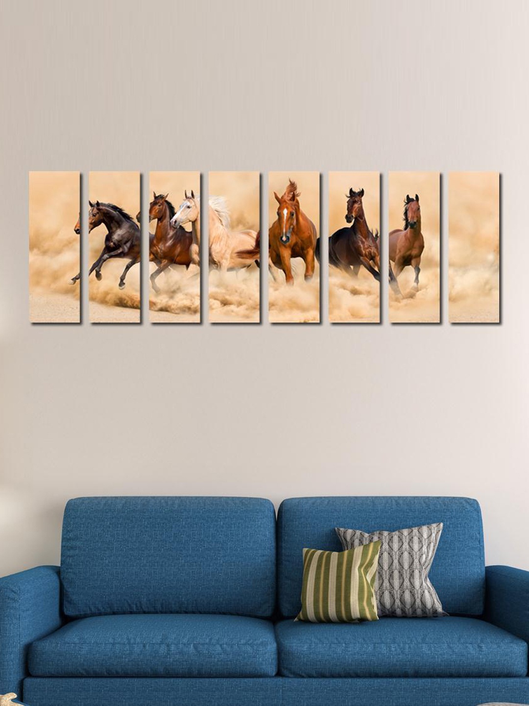 

999Store Brown Set of 8 Horse Herd Run in Desert Storm Wall Art