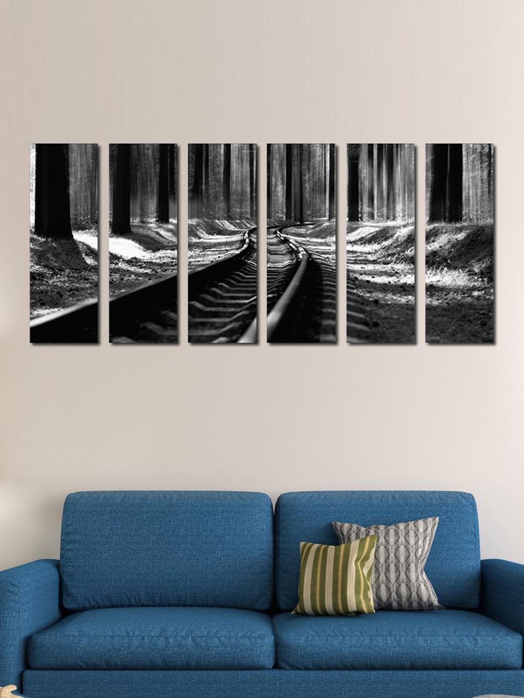 

999Store Black & Grey Set of 6 Train Track Wall Art