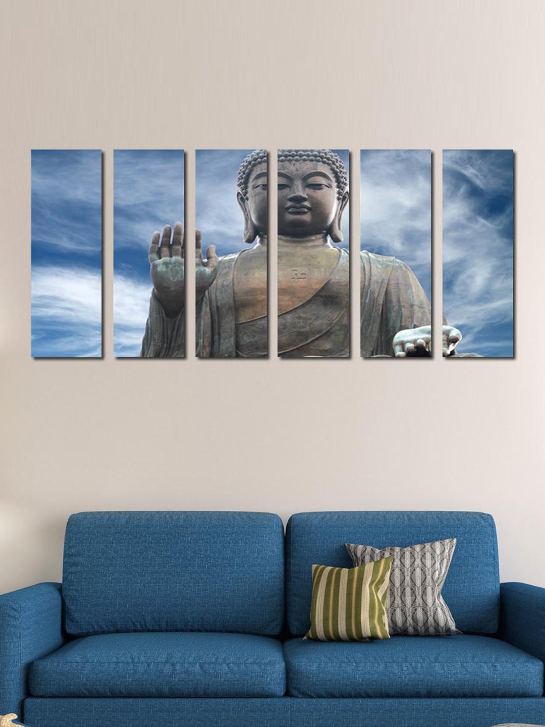 

999Store Blue & Grey 6-Panelled Buddha Wall Art
