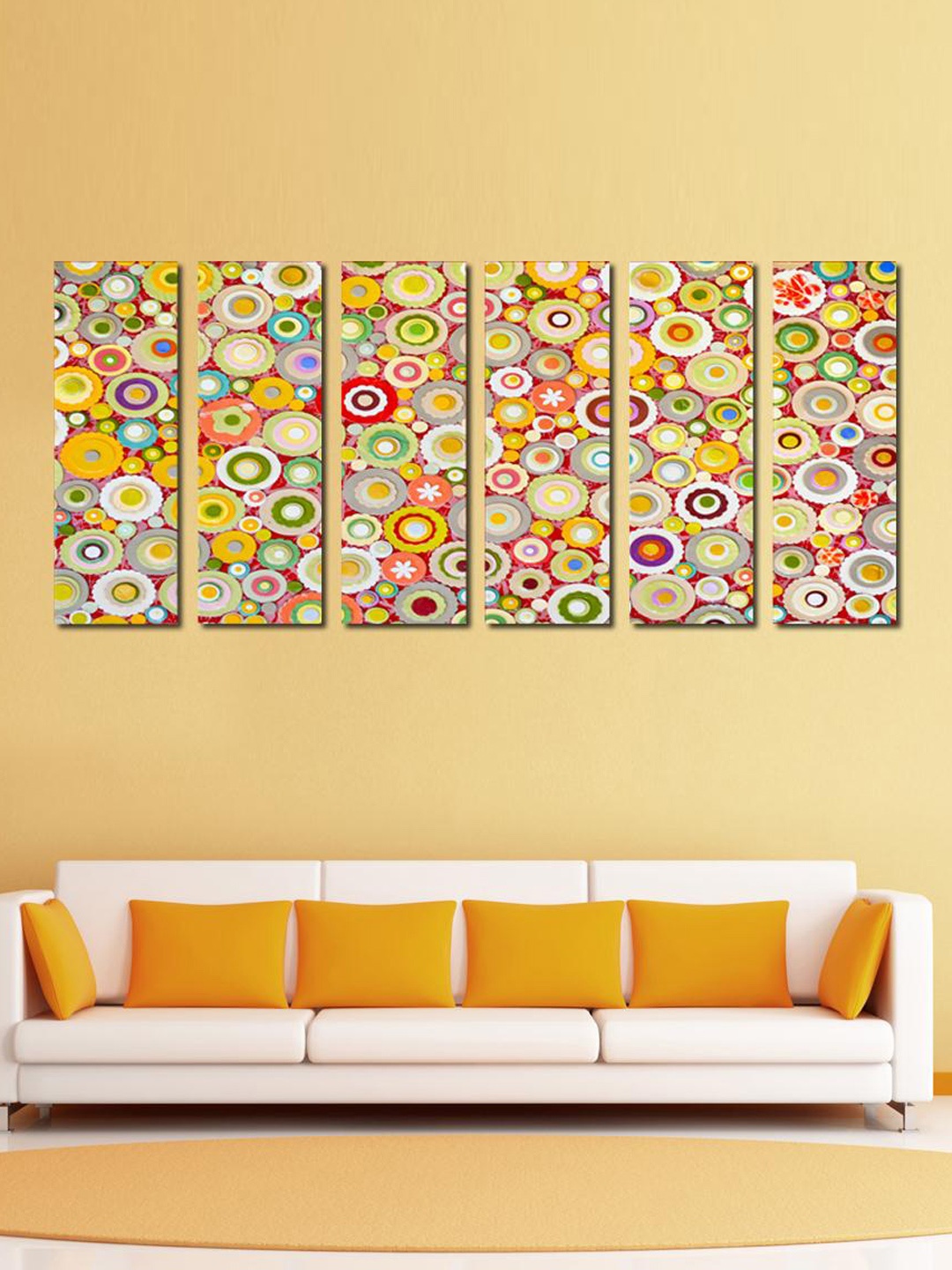 

999Store Multicoloured Set of 6 Abstract Circle Wall Art, Multi