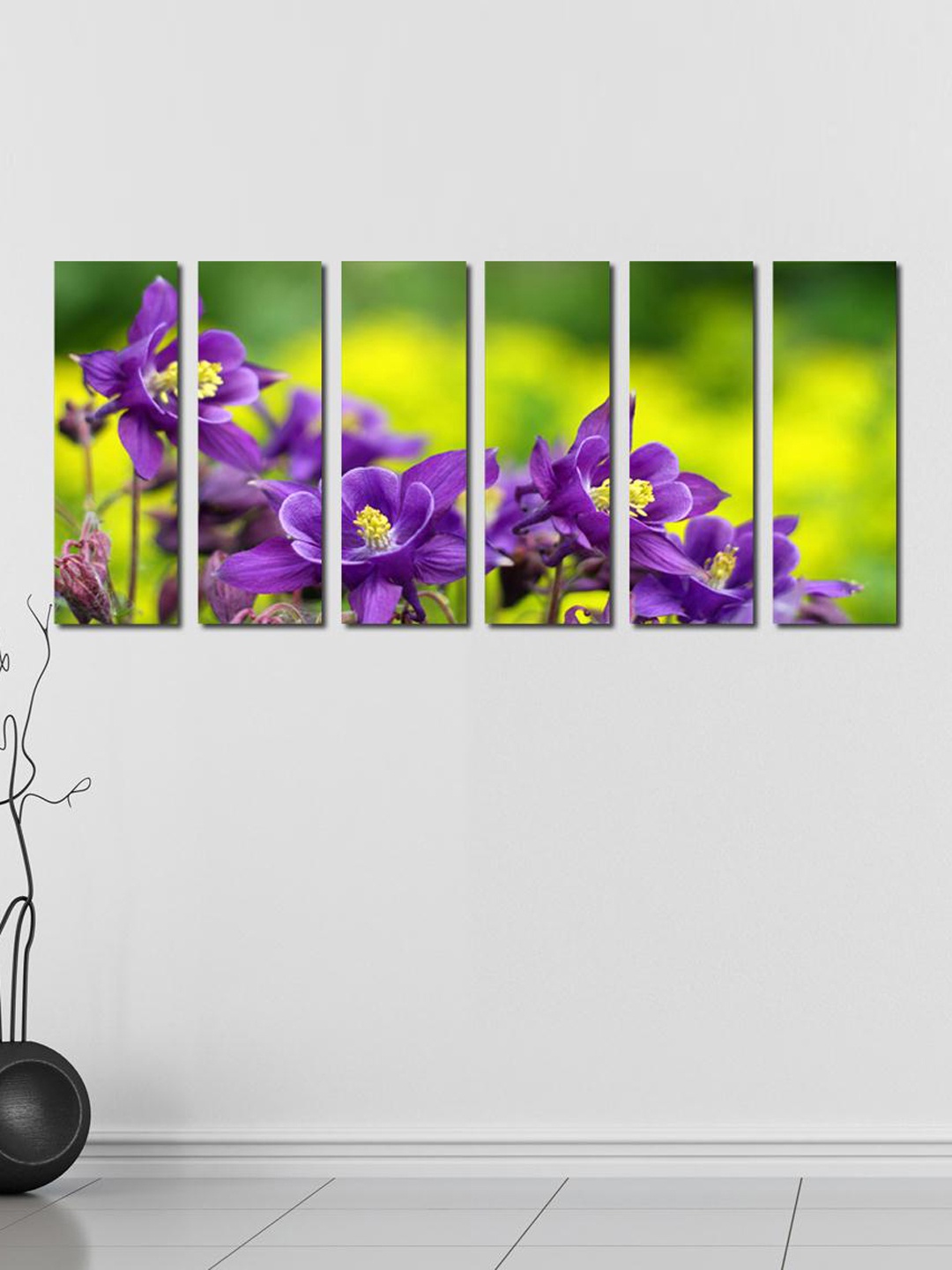 

999Store Set of 6 Purple & Green Purple Flower Wall Art