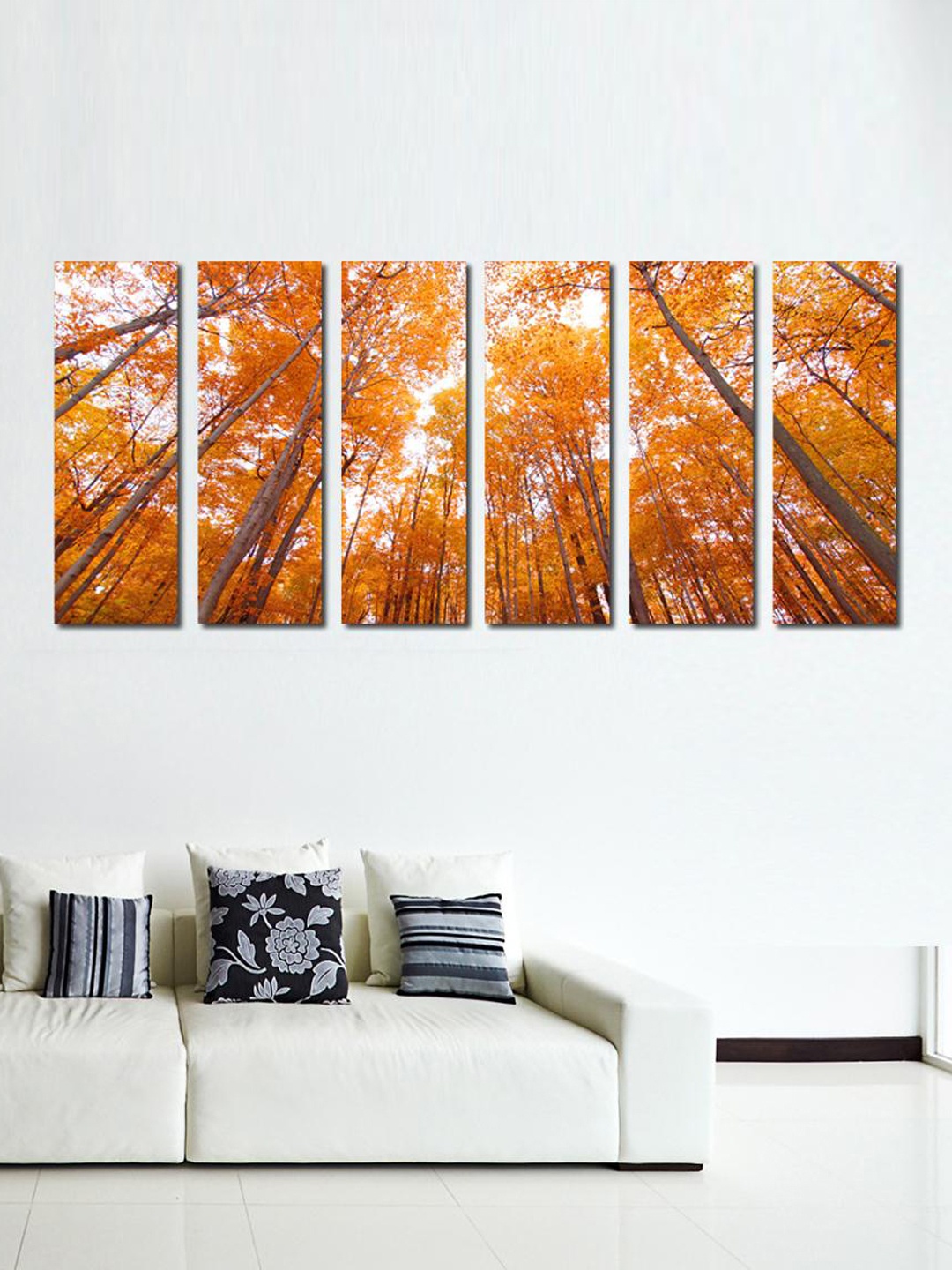 

999Store Orange & Brown Set of 6 Yellow Forest Trees Wall Art