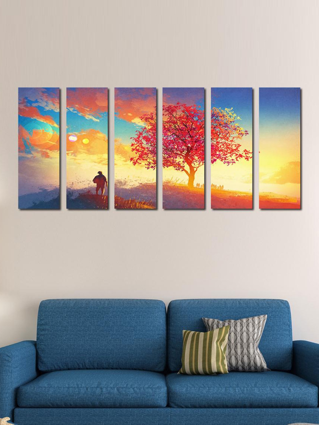 

999Store Red & Blue Autumn Tree Wall Art