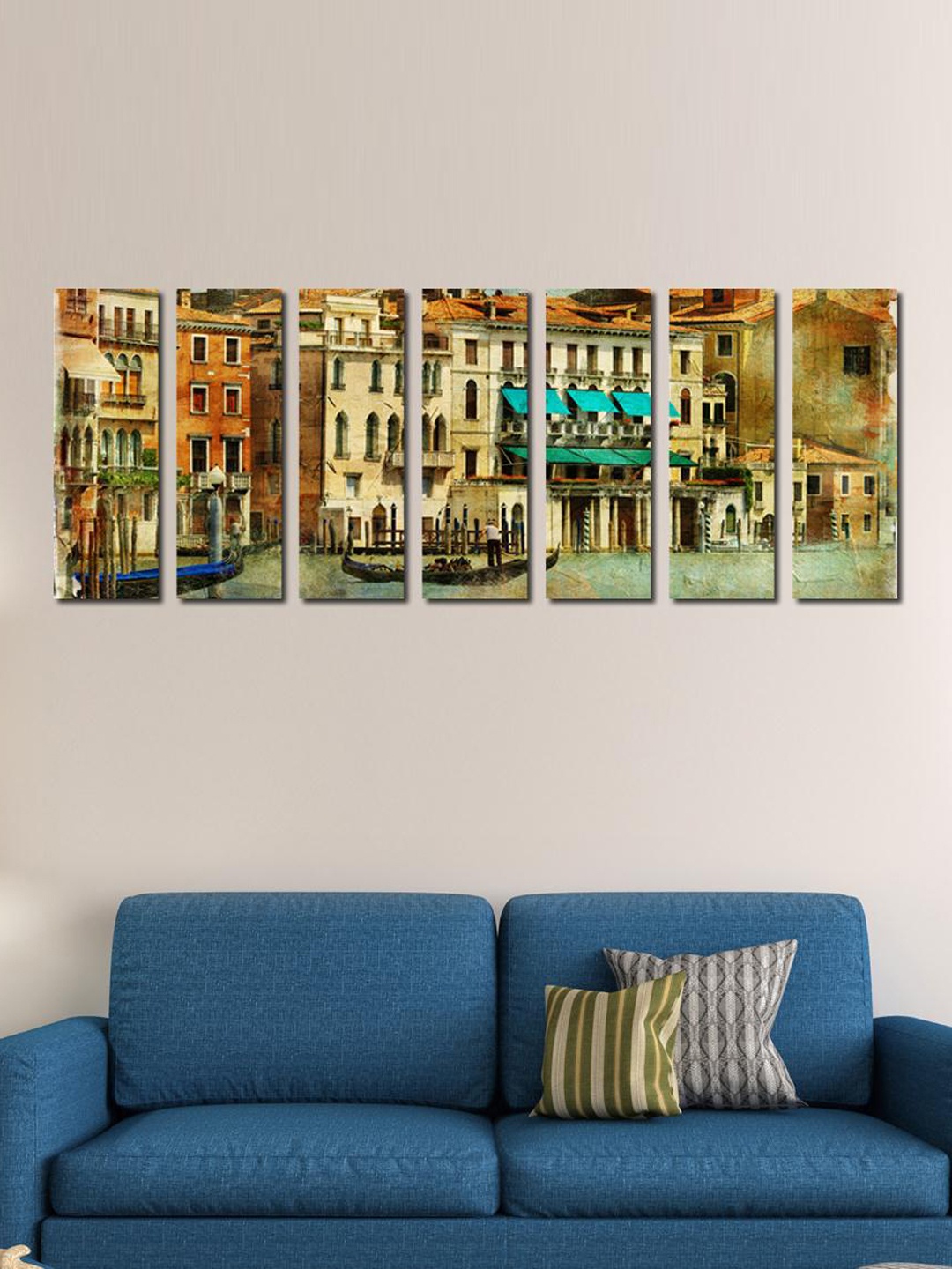 

999Store Multicoloured Set of 7 City Scape Artwork Wall Art, Multi