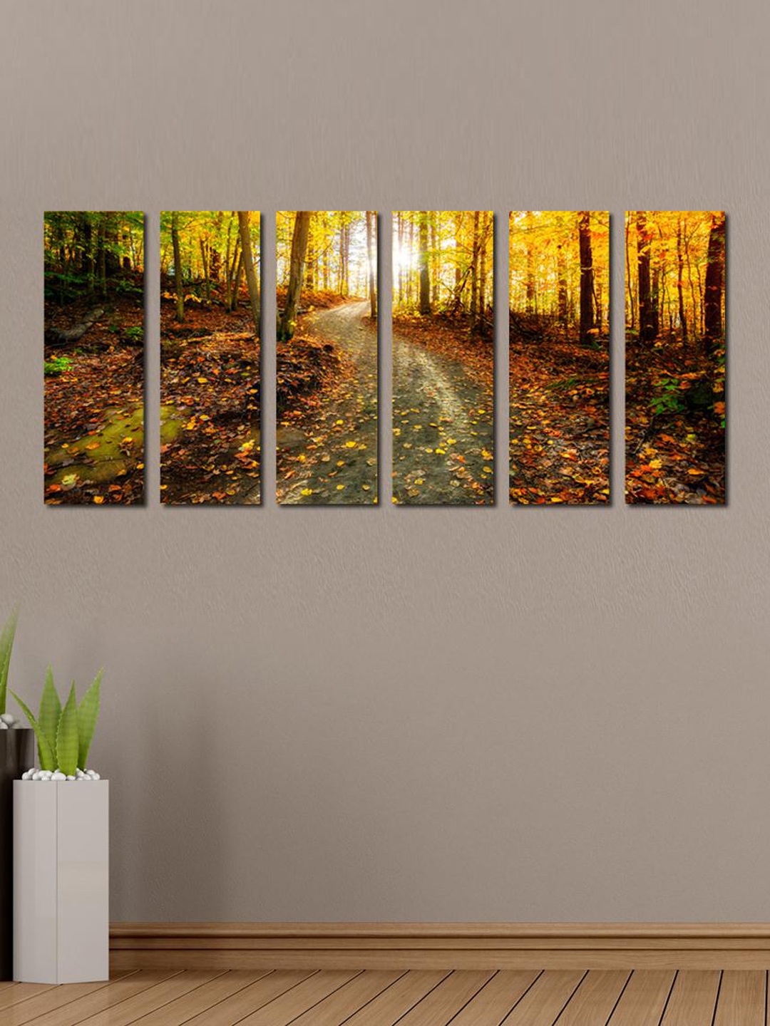 

999Store Green & Yellow Set of 6 Forest Landscape Wall Art, Brown