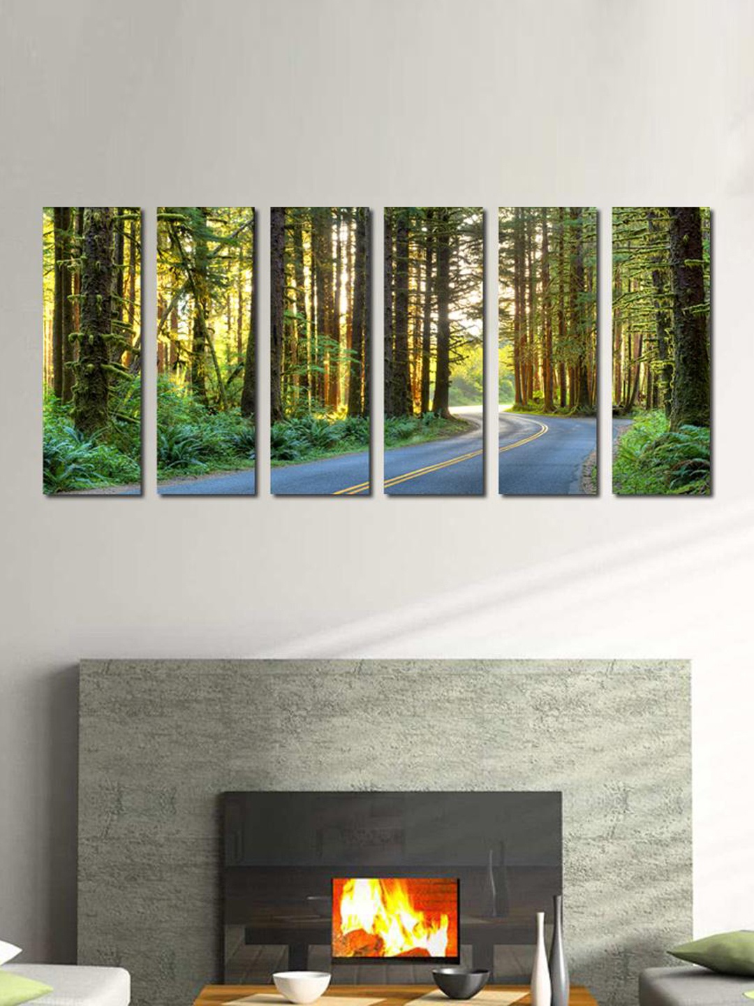 

999Store Green, Brown & Grey Set of 6 Forest Roads Wall Art