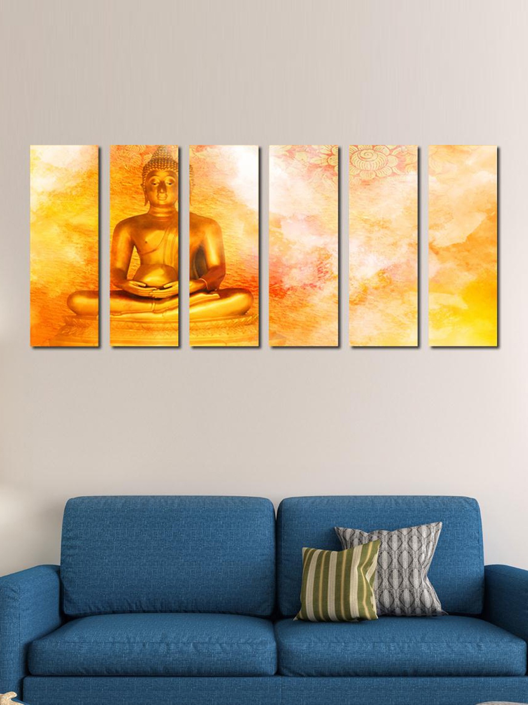 

999Store Gold-Toned Set of 6 Buddha Statue Wall Art