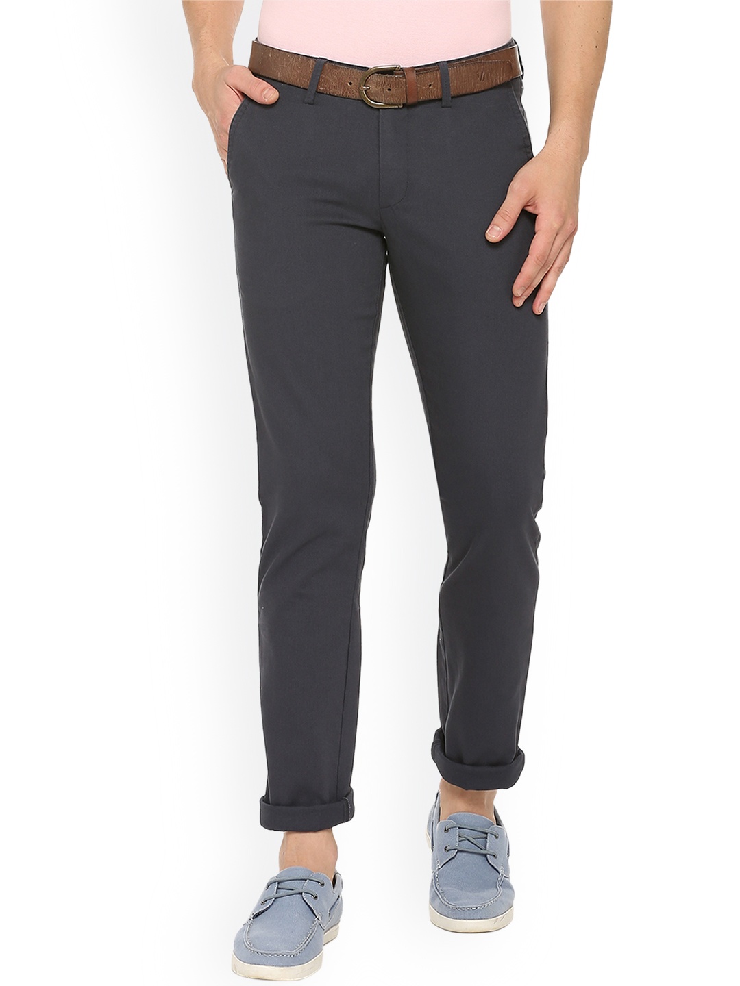 

Allen Solly Men Black Slim Fit Solid Regular Trousers