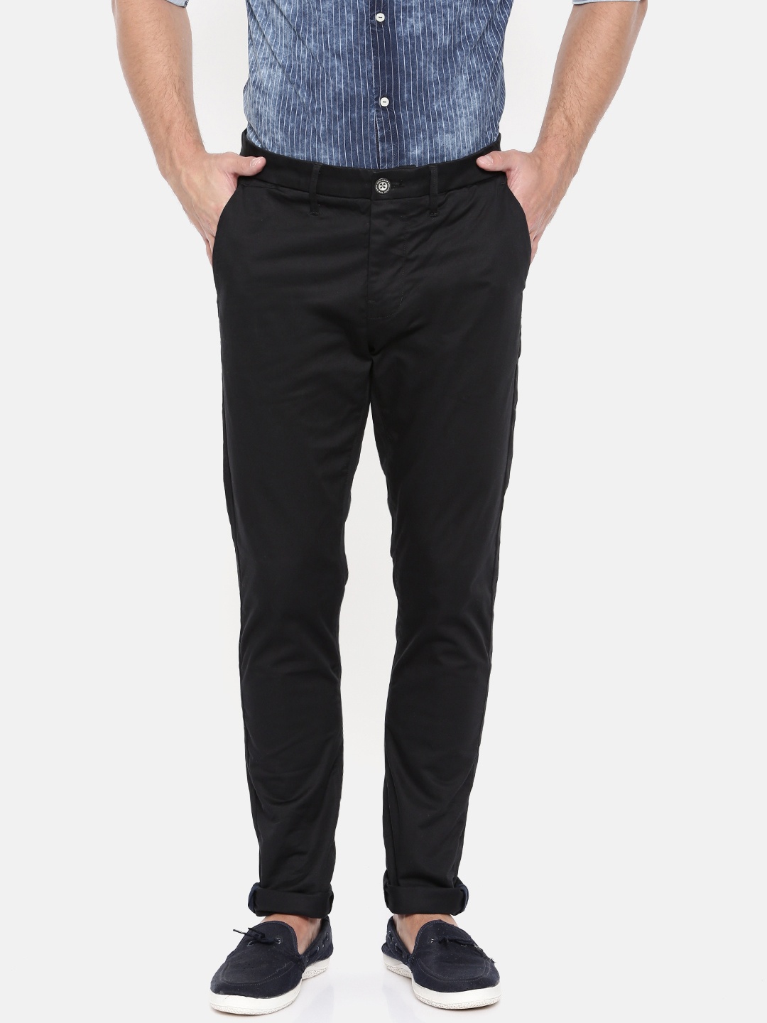 

Being Human Men Black Regular Fit Solid Regular Trousers