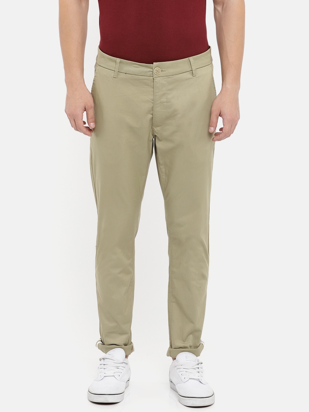 

Being Human Men Brown Regular Fit Solid Regular Trousers