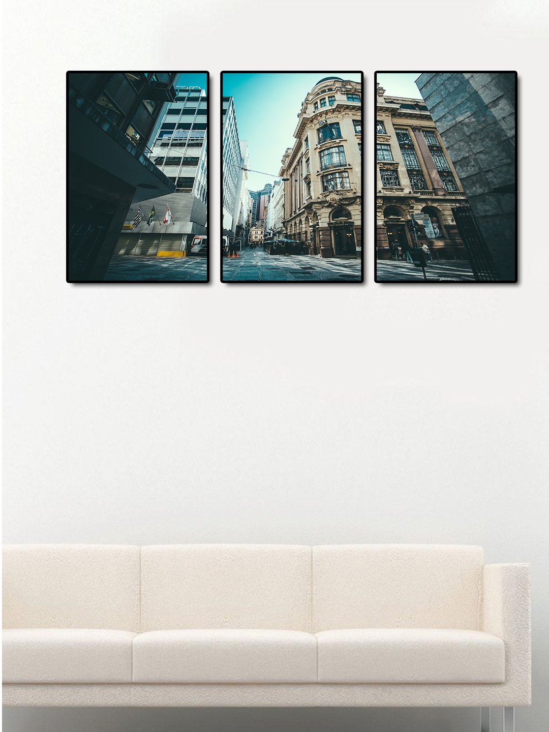

999Store Set of 3 Brown & Grey City Streets Wall Art