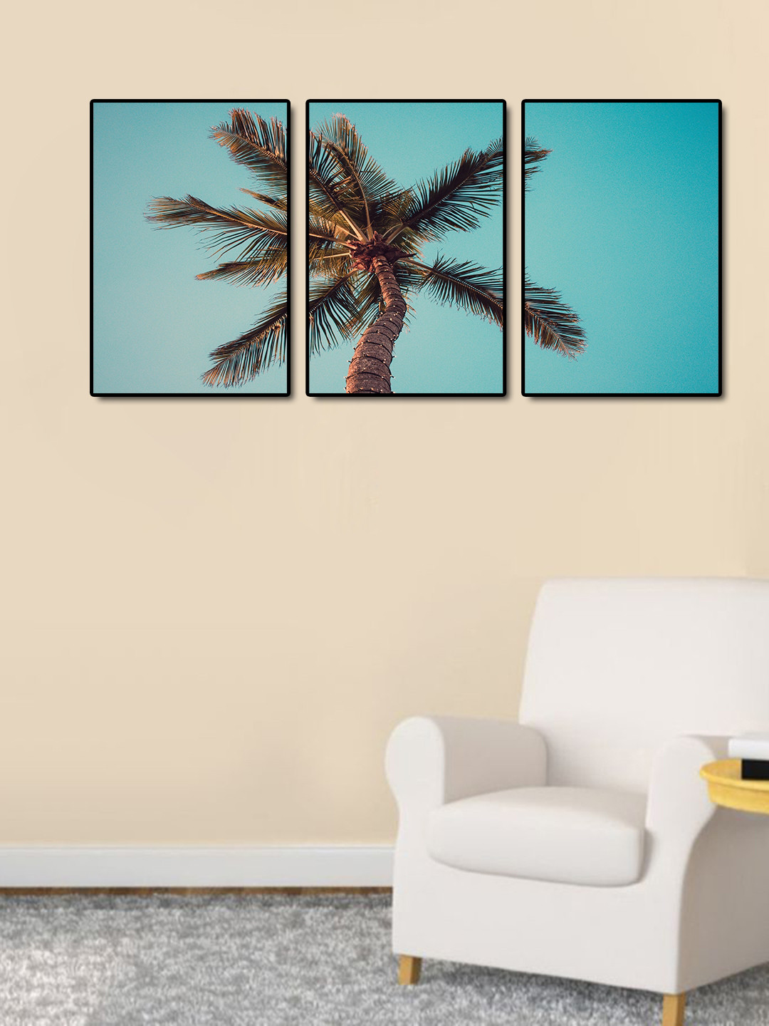 

999Store Set of 3 Printed Hand Painted Wall Art, Blue