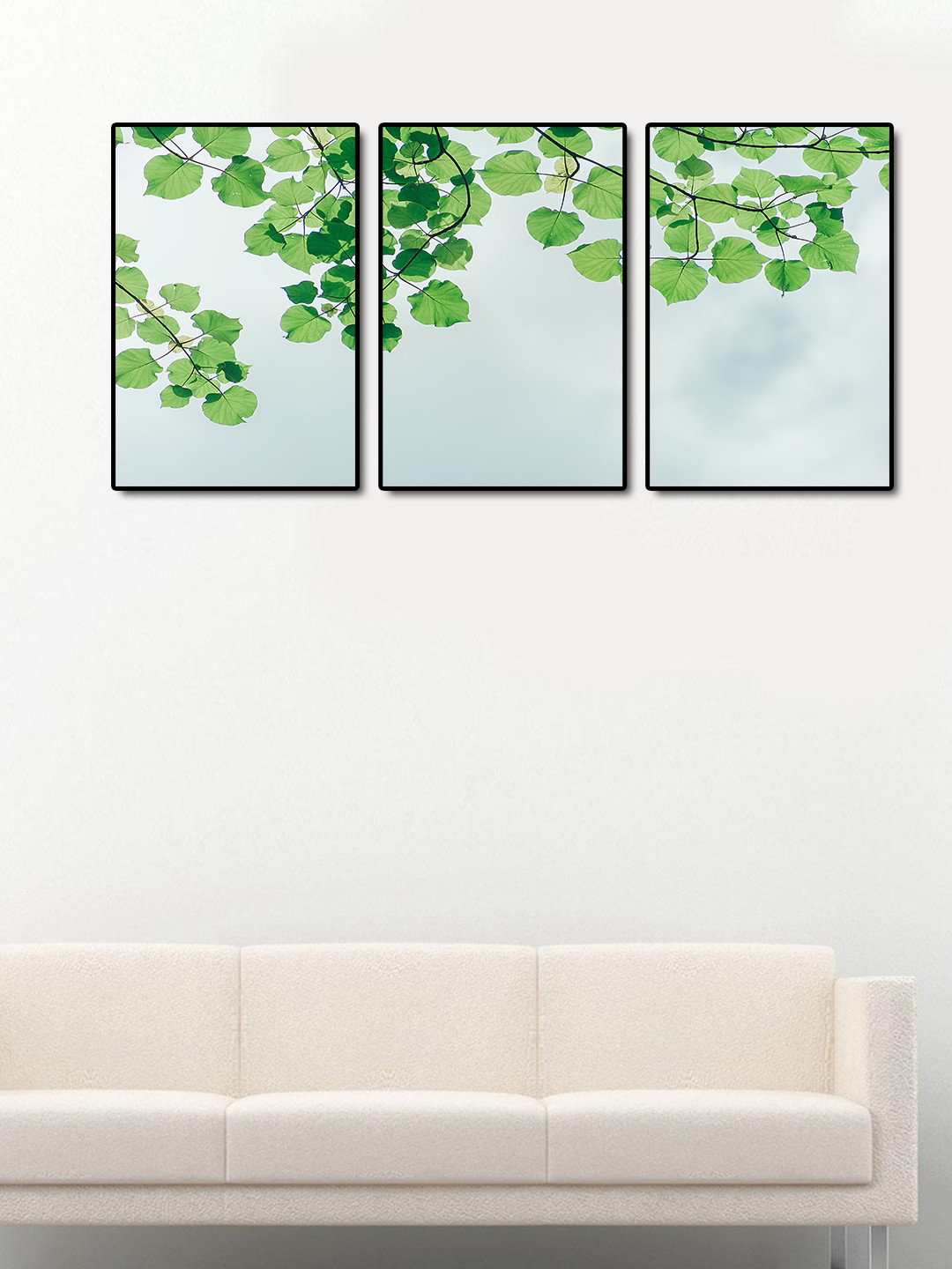 

999Store Set of 3 Green Leaves Wall Art