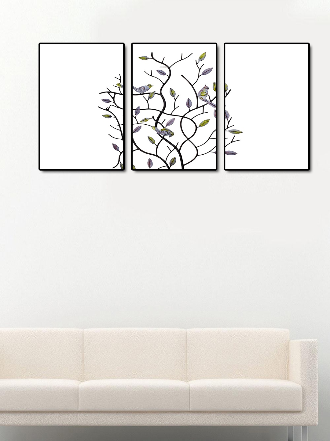 

999Store White & Grey 3-Panel Tree Cuts Wall Art