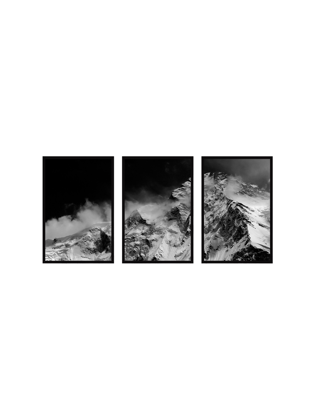 

999Store Set of 3 Black & Grey Mountains Wall Art