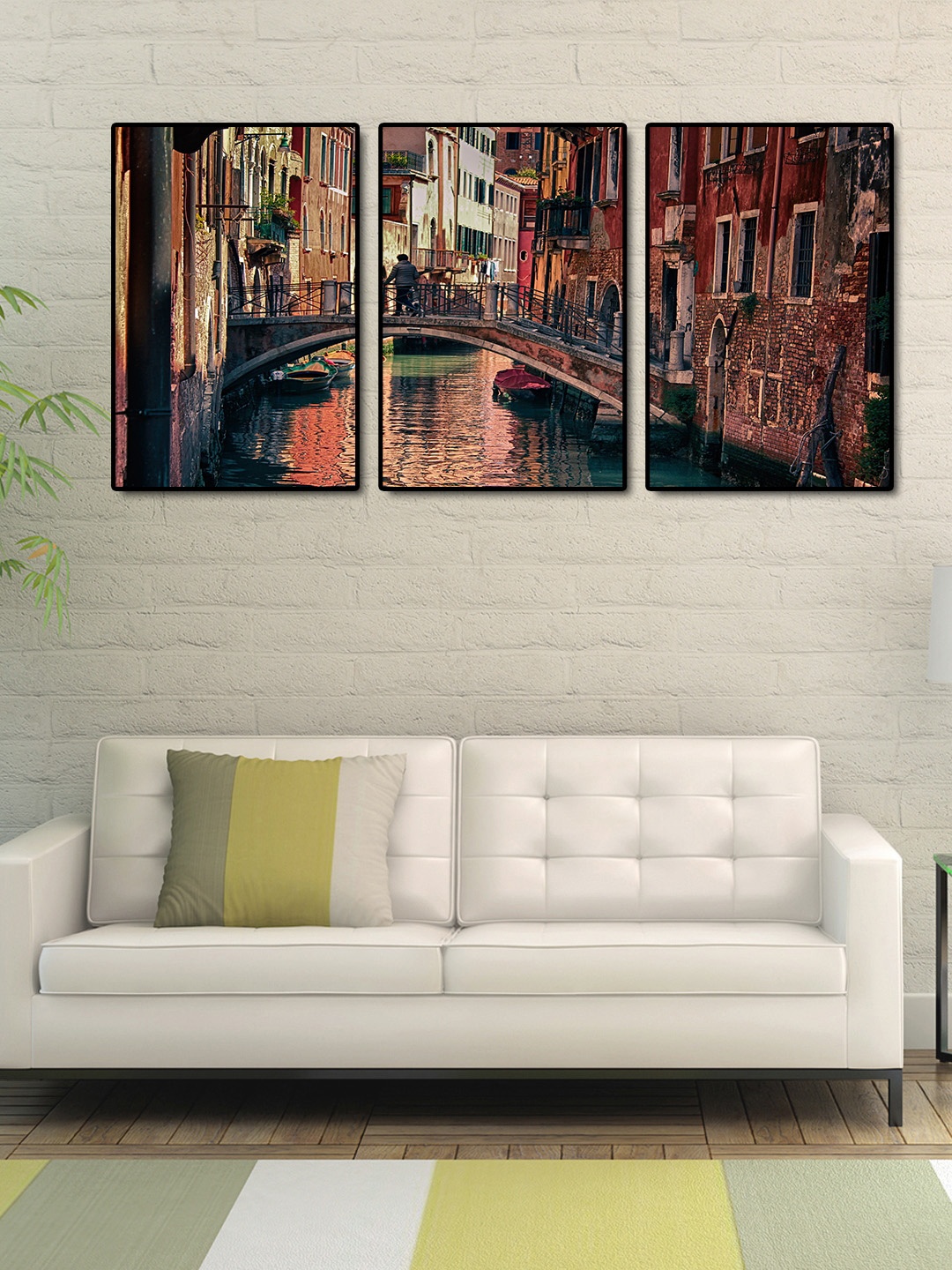 

999Store Set of 3 Brown City Of Venice Wall Art