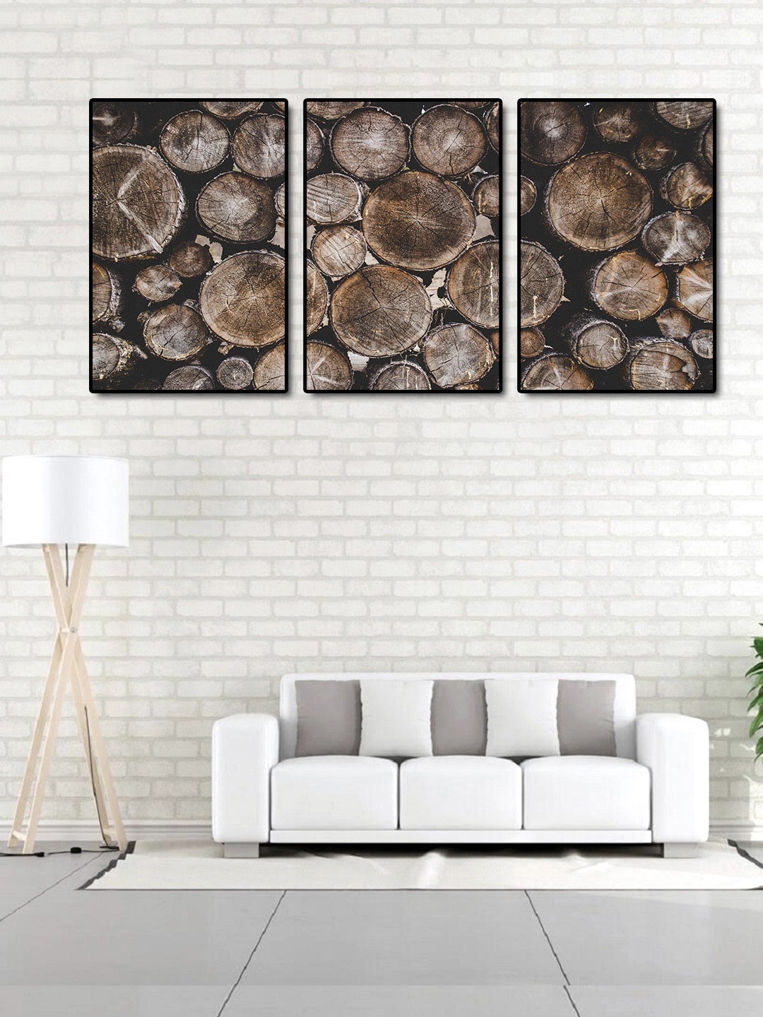 

999Store Set of 3 Brown Wooden Logs Wall Art