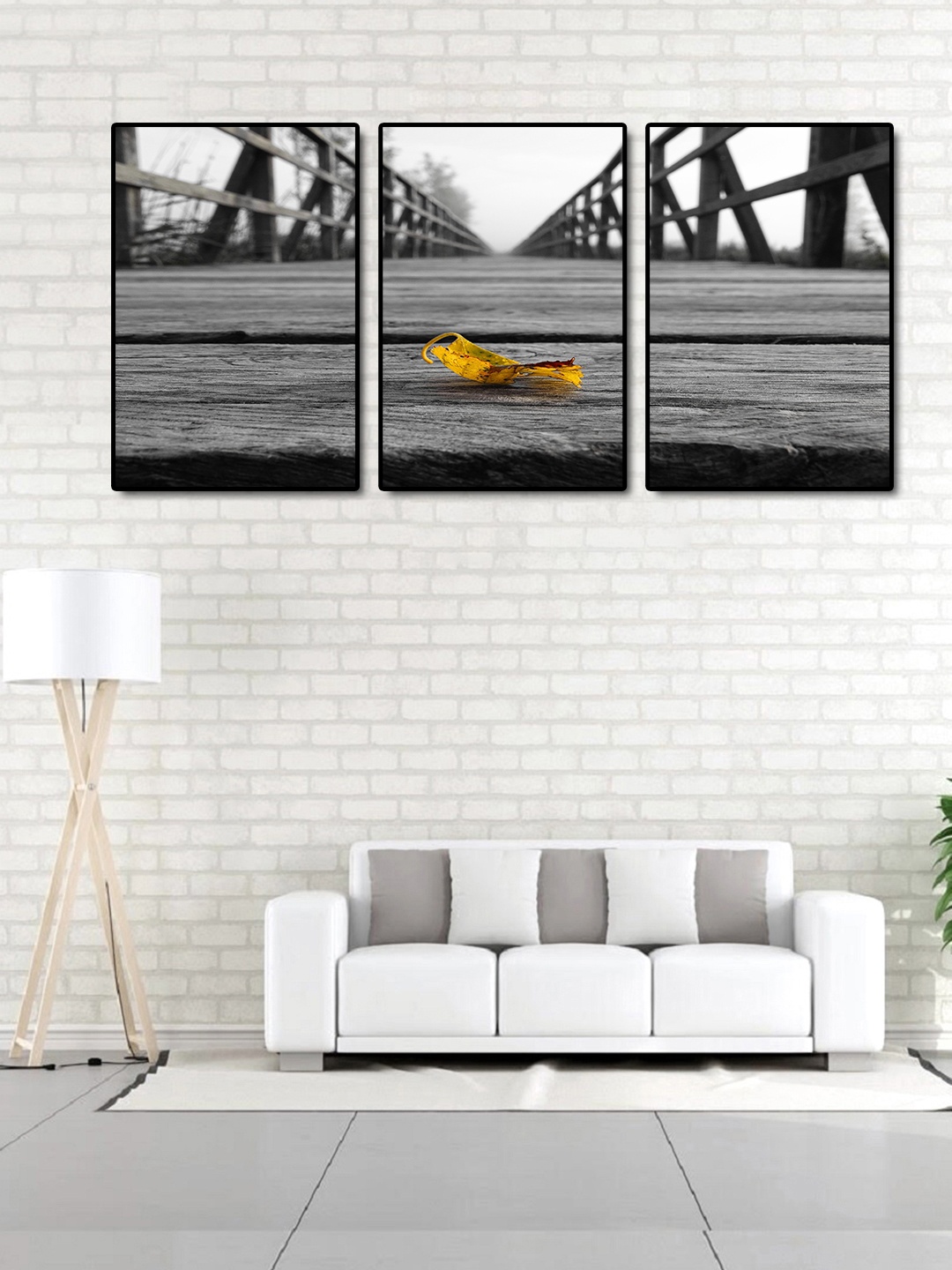 

999Store Set of 3 Printed Hand Painted Wall Art, Black
