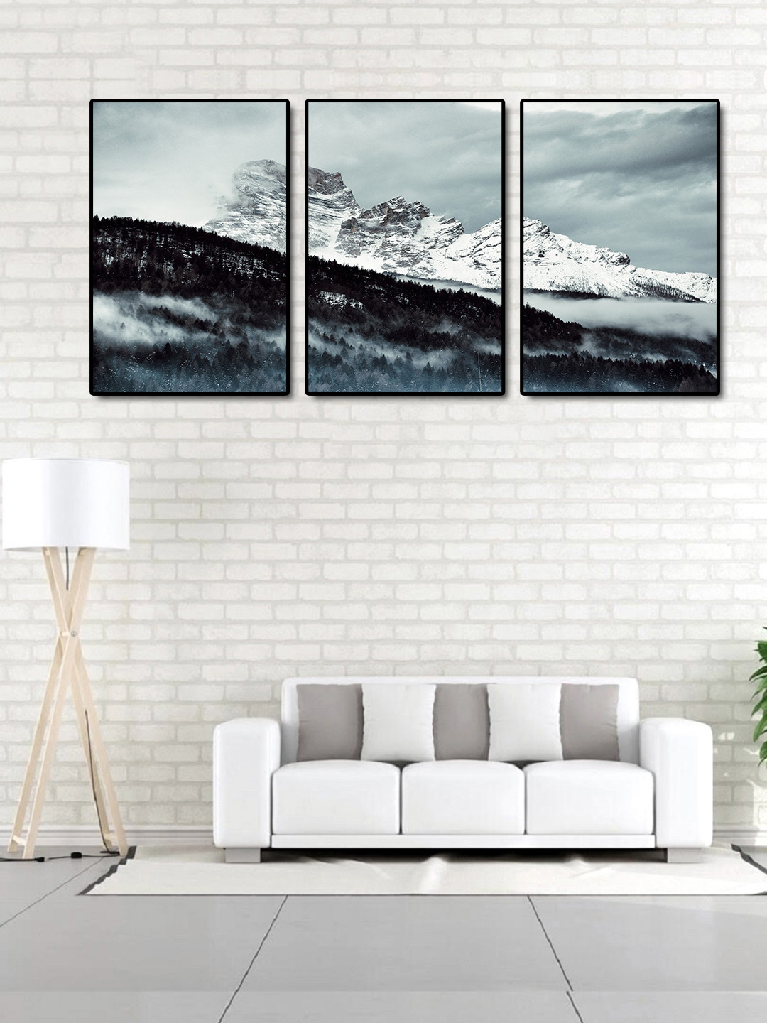 

999Store Set of 3 Grey & Black Mountain Wall Art