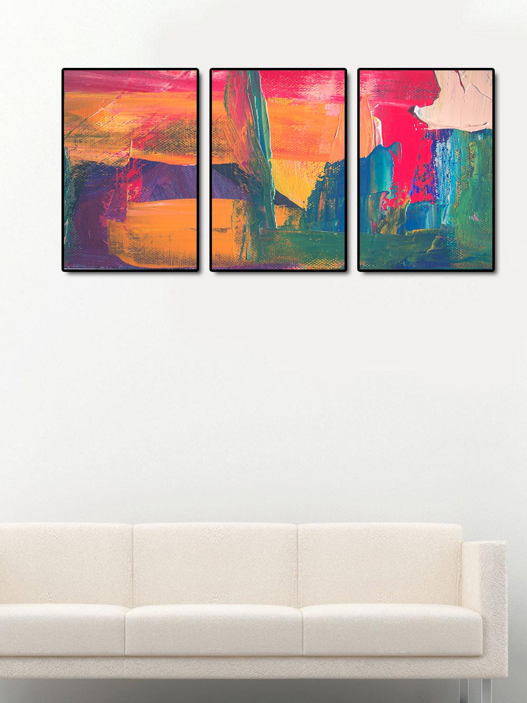 

999Store Set of 3 Multicoloured Wall Art, Red