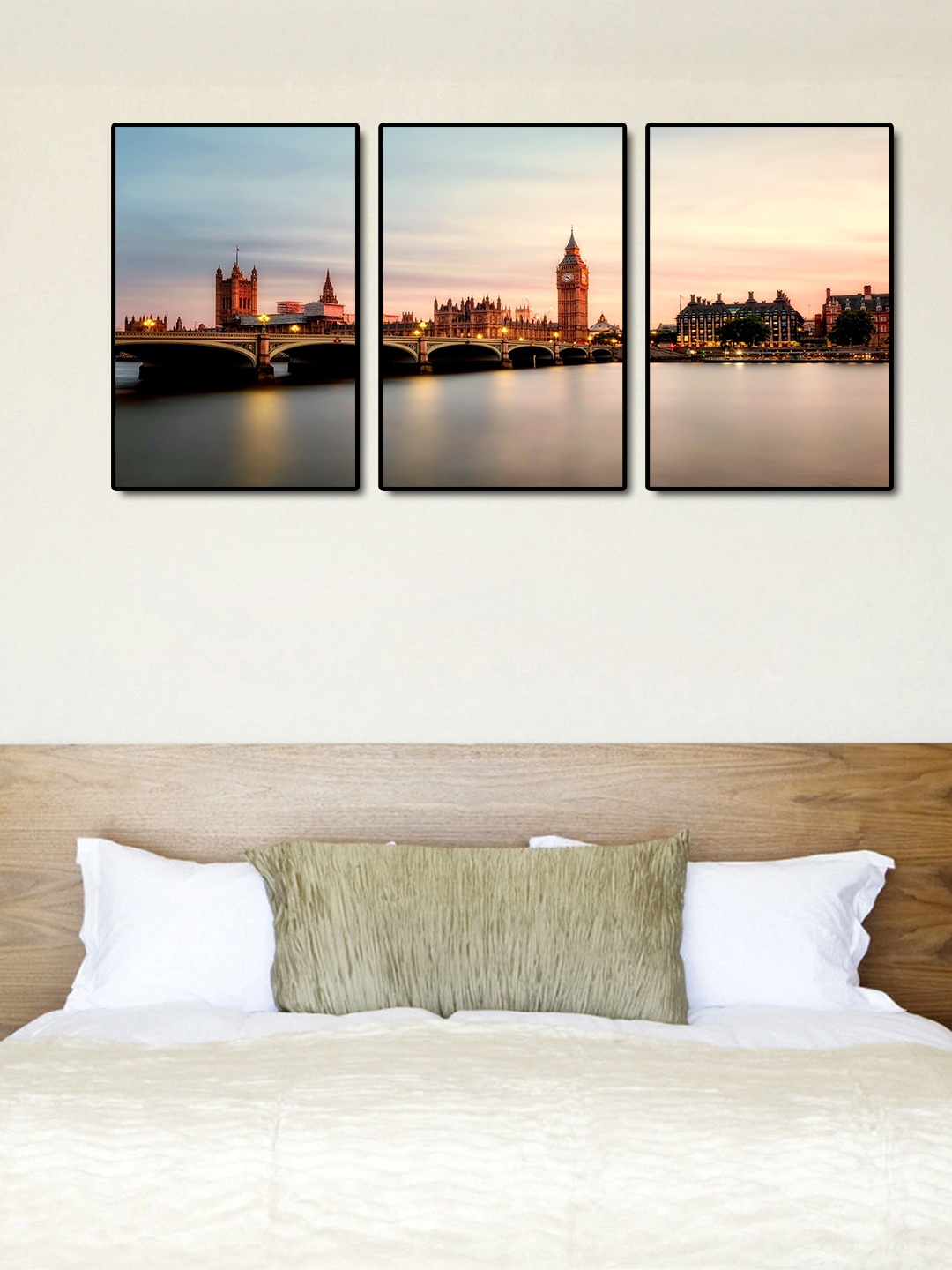 

999Store Multicoloured 3-Panel London City Wall Art, Multi