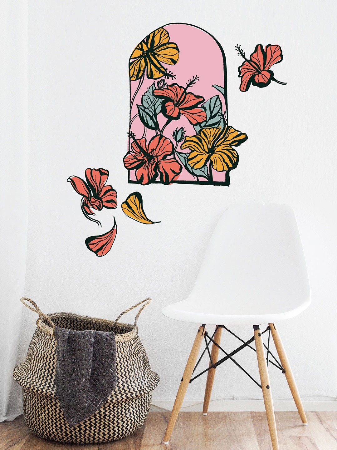 

Asian Paints Multicoloured Hibiscus Printed Wall Sticker, Multi