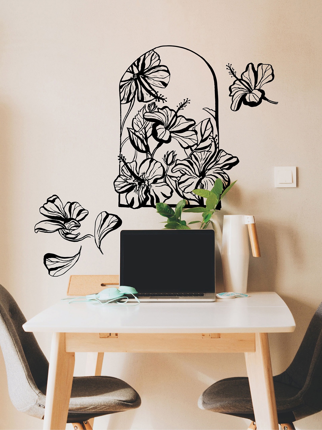 

Asian Paints Black Hibiscus Printed Wall Sticker