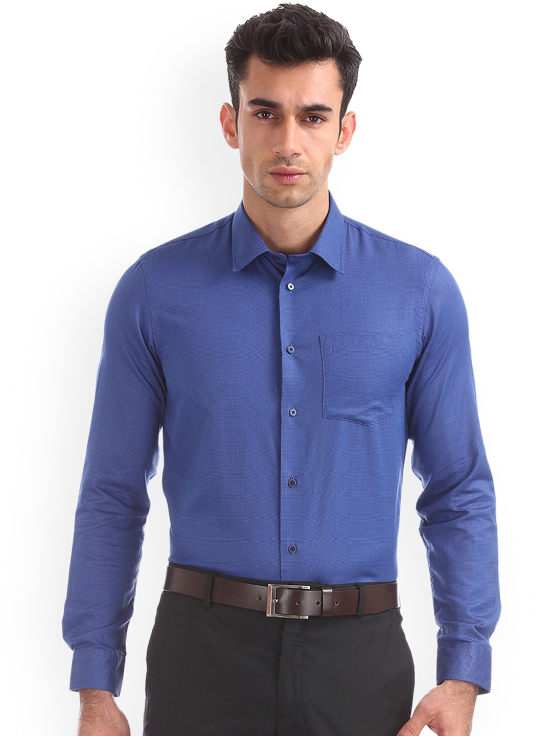 

Arrow New York Men Blue Slim Fit Self Design Casual Shirt