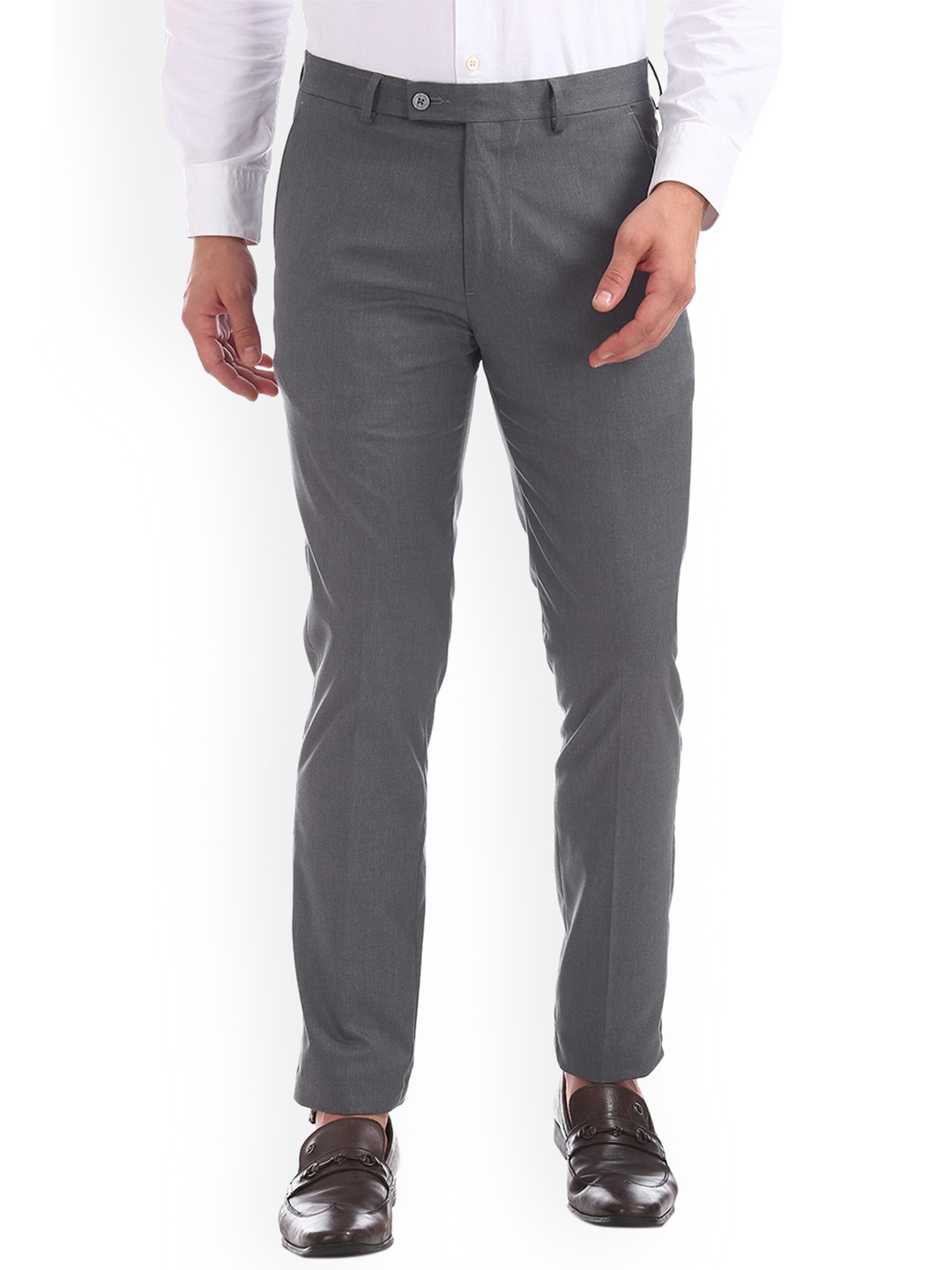 

Arrow New York Men Grey Skinny Fit Solid Formal Trousers