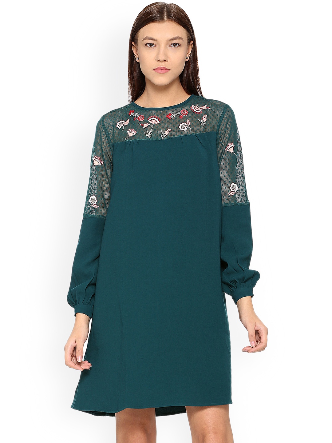 

Allen Solly Woman Teal Green Self Design A-Line Dress