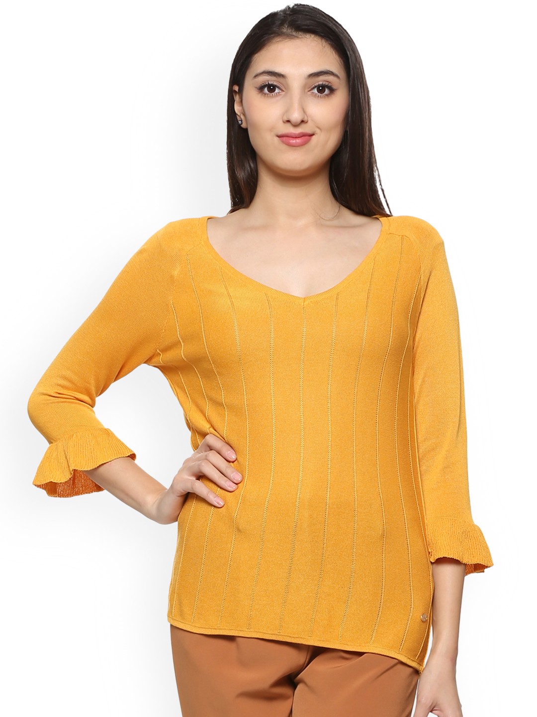 

Allen Solly Woman Yellow Self Design Top