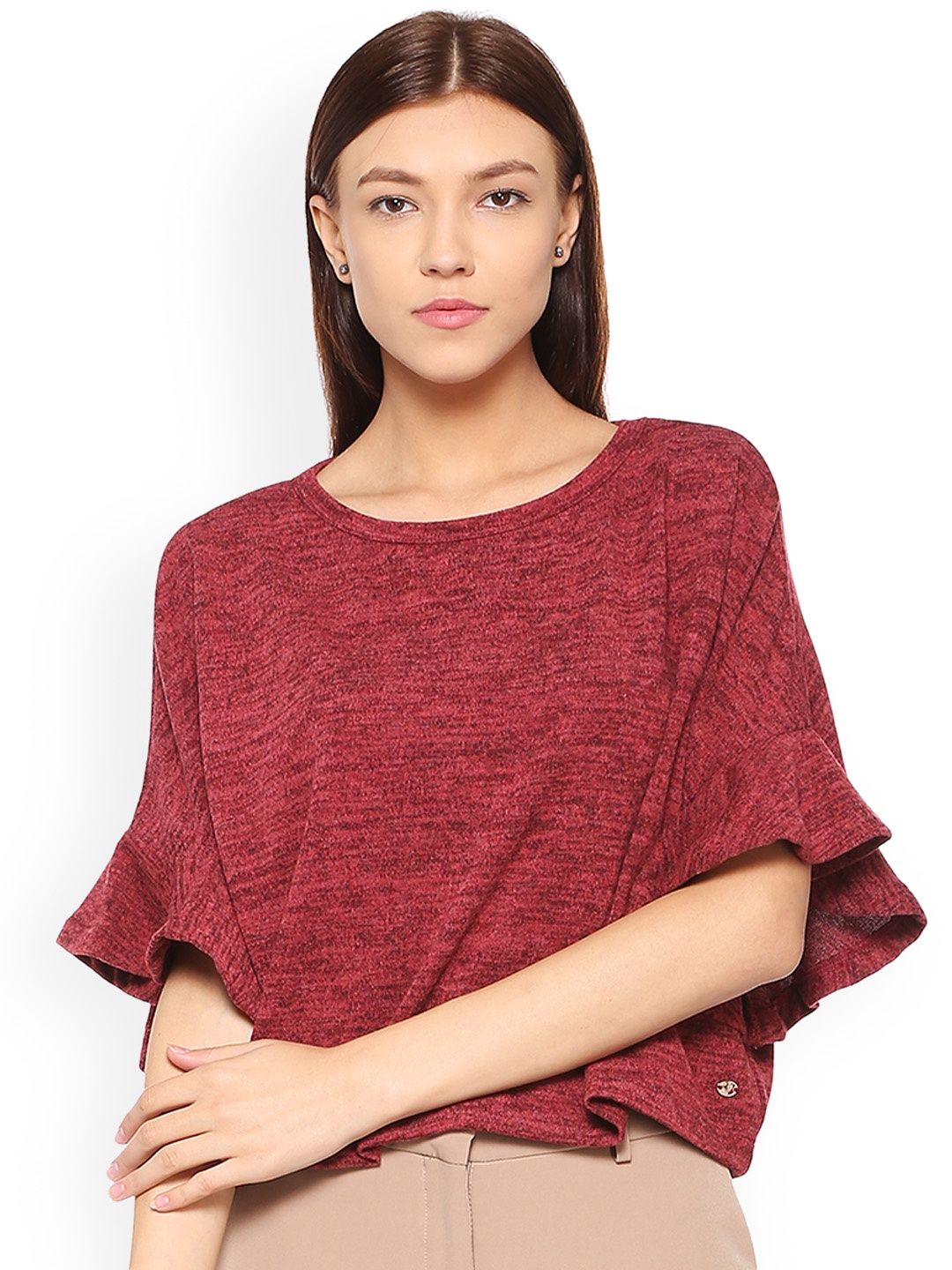 

Allen Solly Woman Maroon Solid Boxy Top