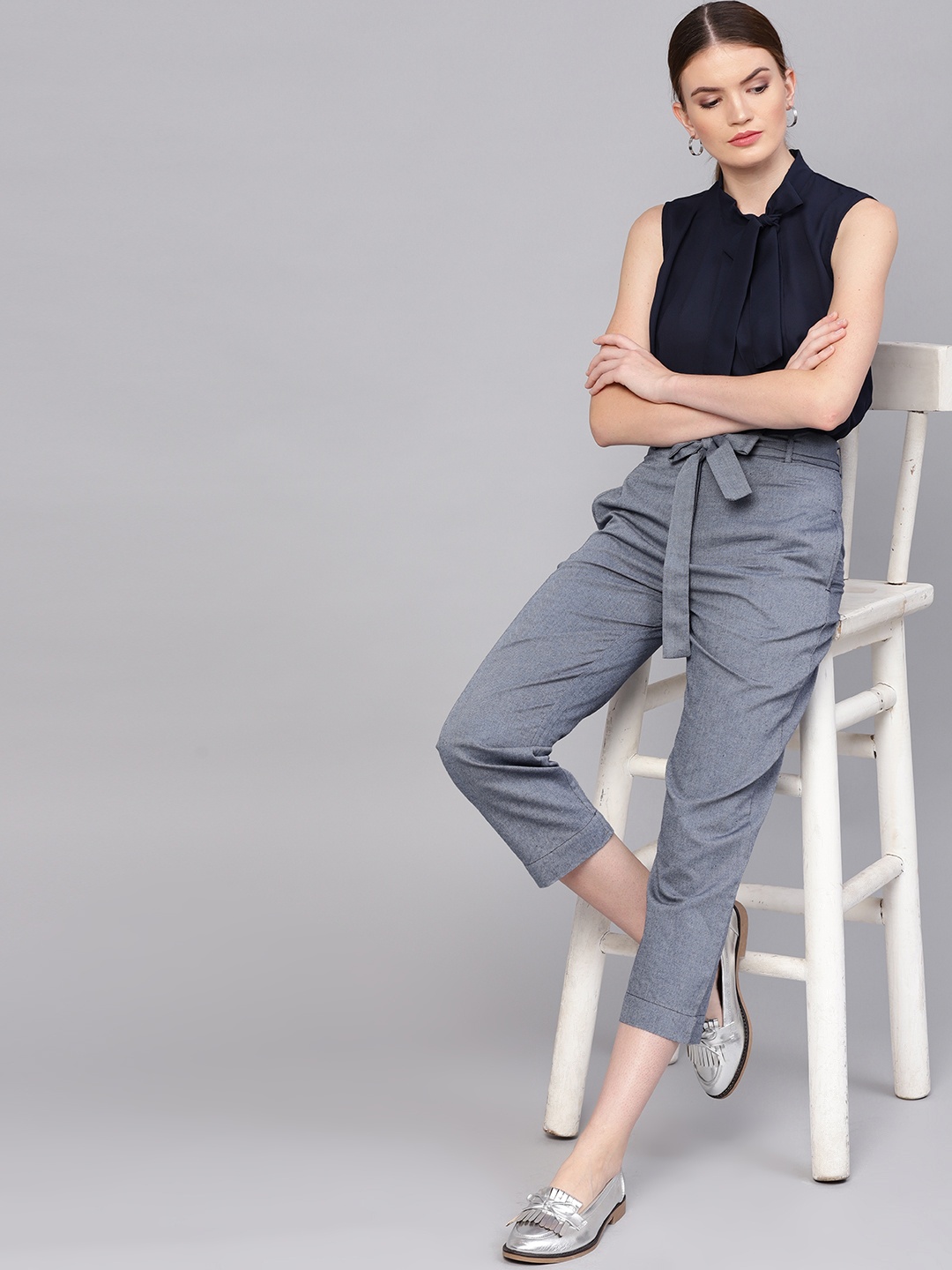 

STREET 9 Women Navy Blue Solid Top