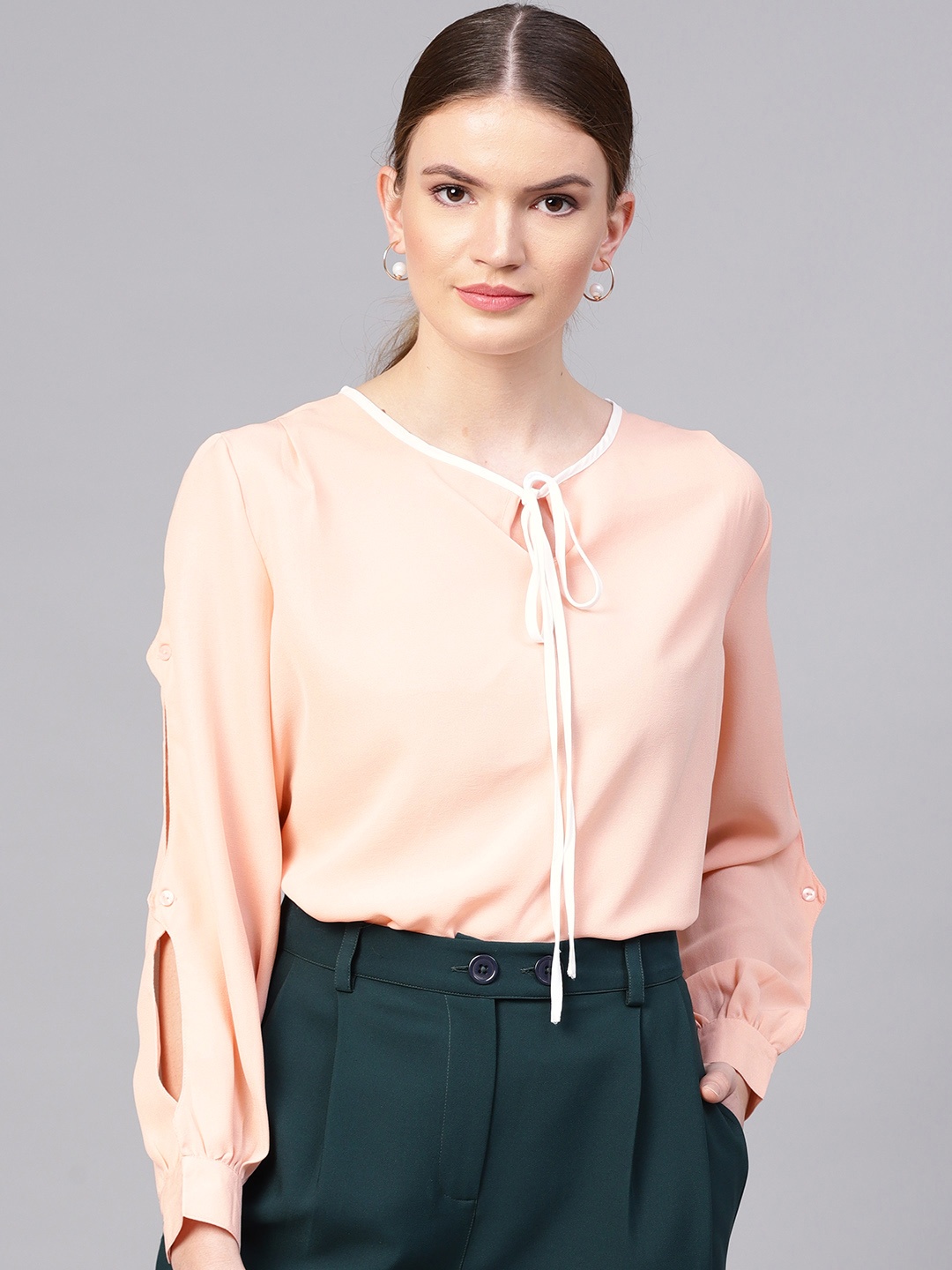 

STREET 9 Women Peach-Coloured Solid Top