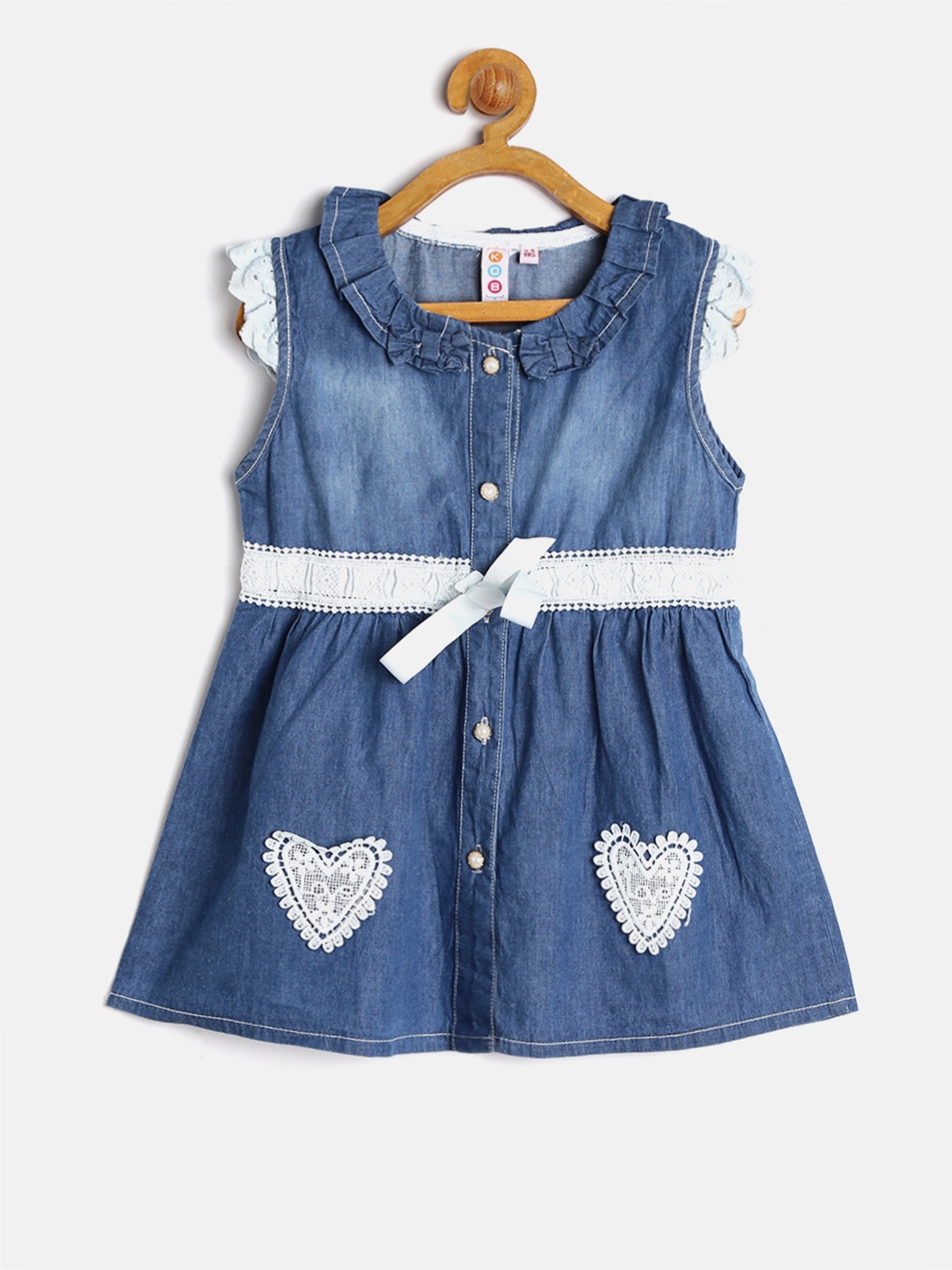 

Kids On Board Girls Blue Washed Chambray A-Line Dress