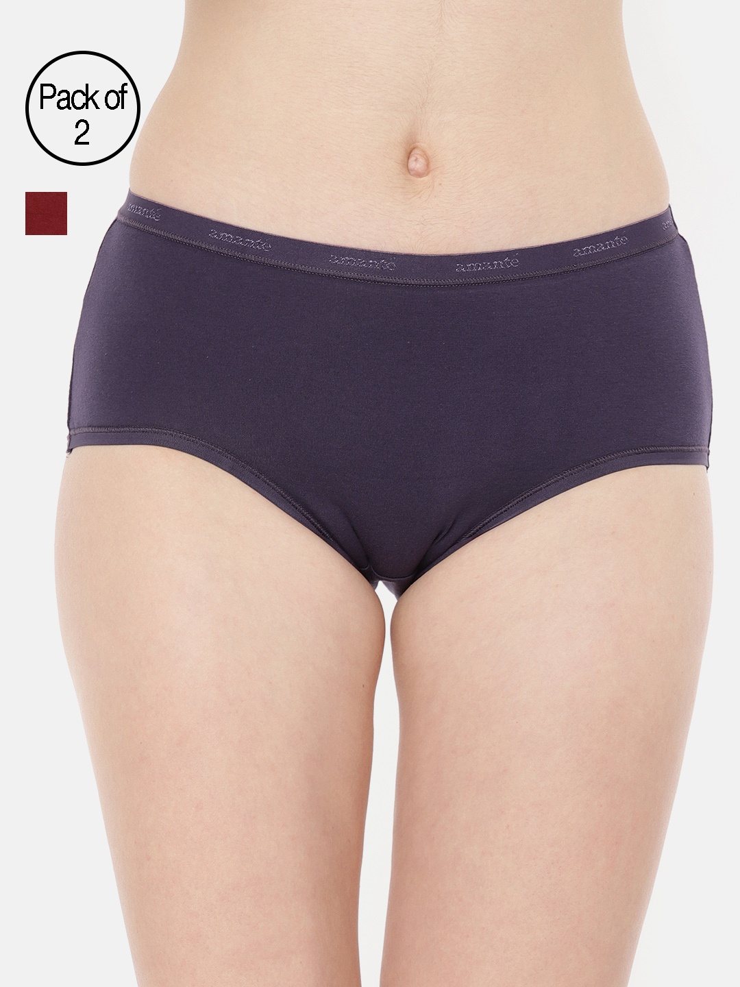 

Amante Women Pack of 2 Solid High Rise High Waist Basic Brief - PPK52001, Maroon