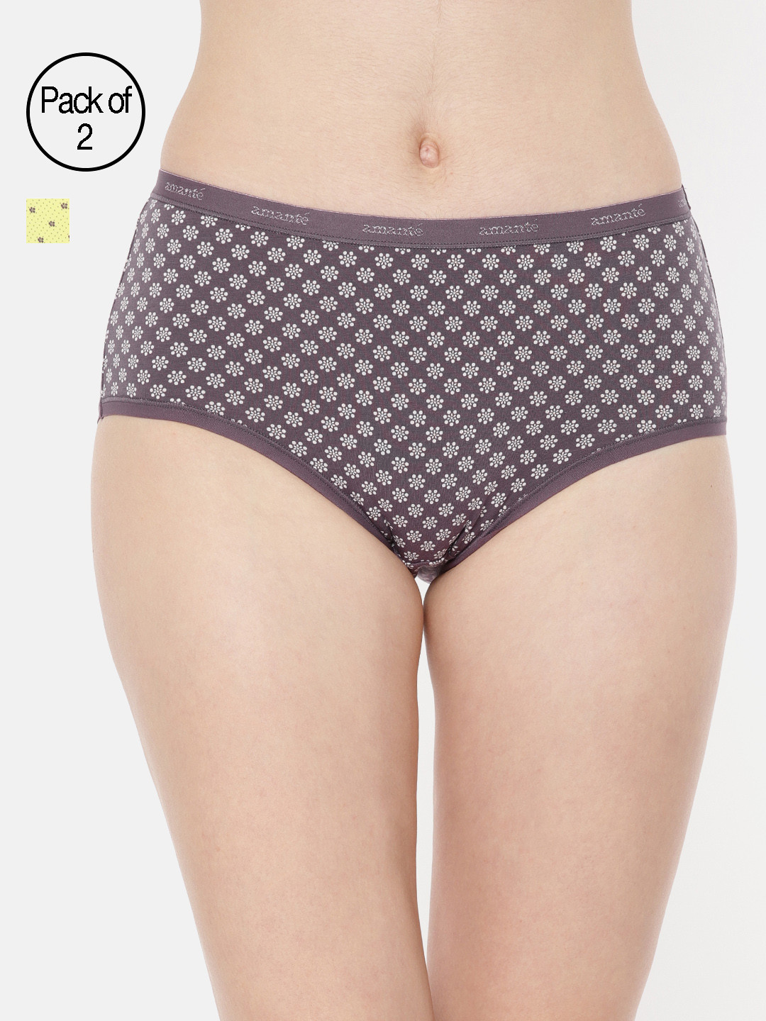 

Amante Pack of 2 Printed High-Rise Basic Briefs PPK52101-D1, Purple