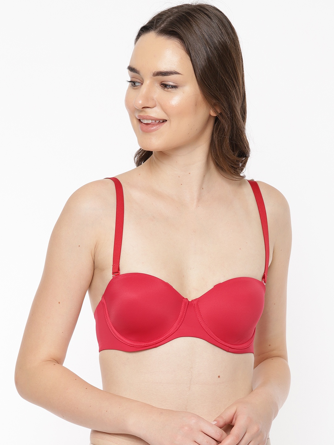 

Amante Solid Padded Wired Multiway Strapless Bra - BRA10808, Red