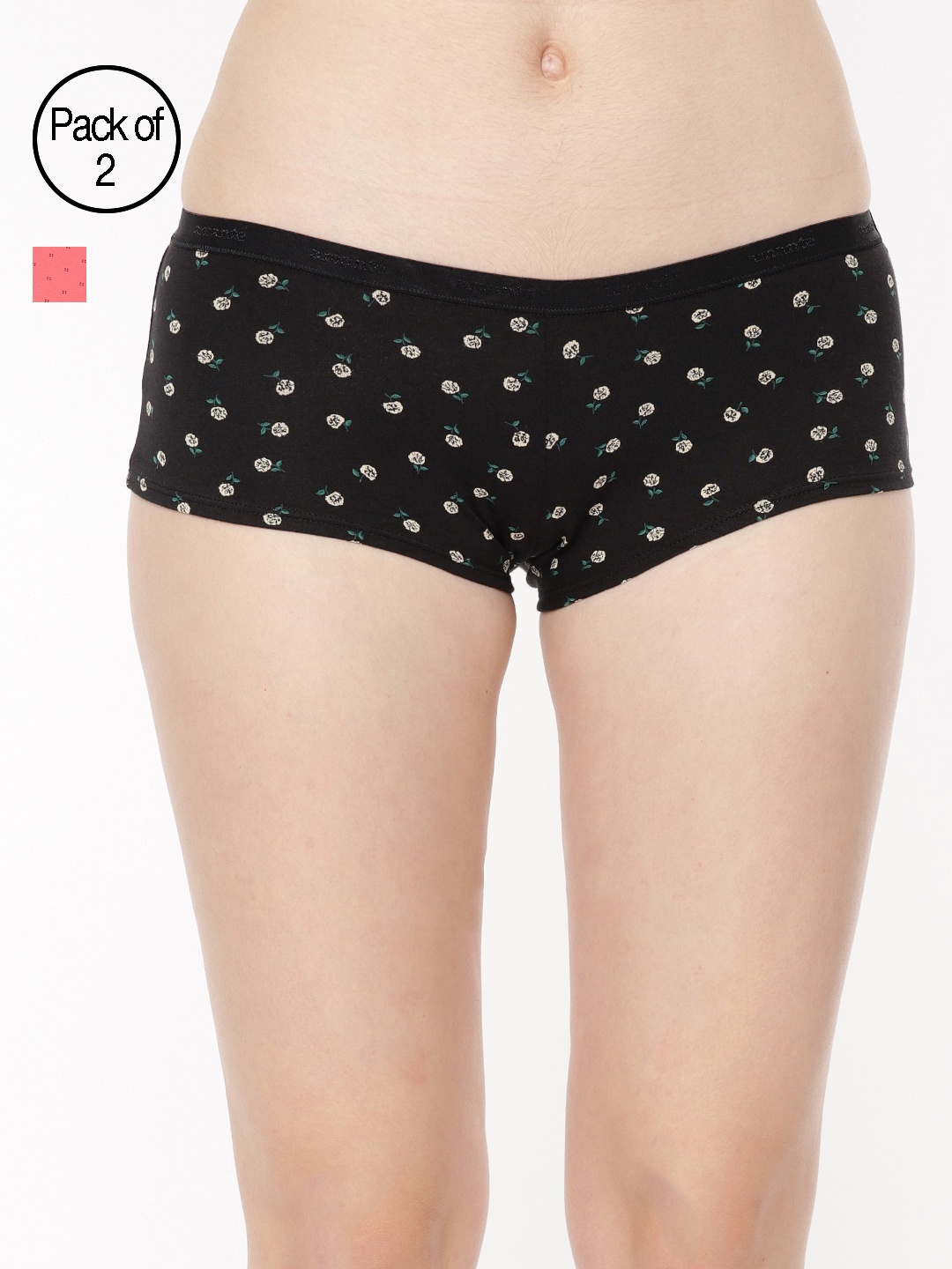 

Amante Pack of 2 Printed Boyshort Briefs PPK62101-D1 PR C6, Black