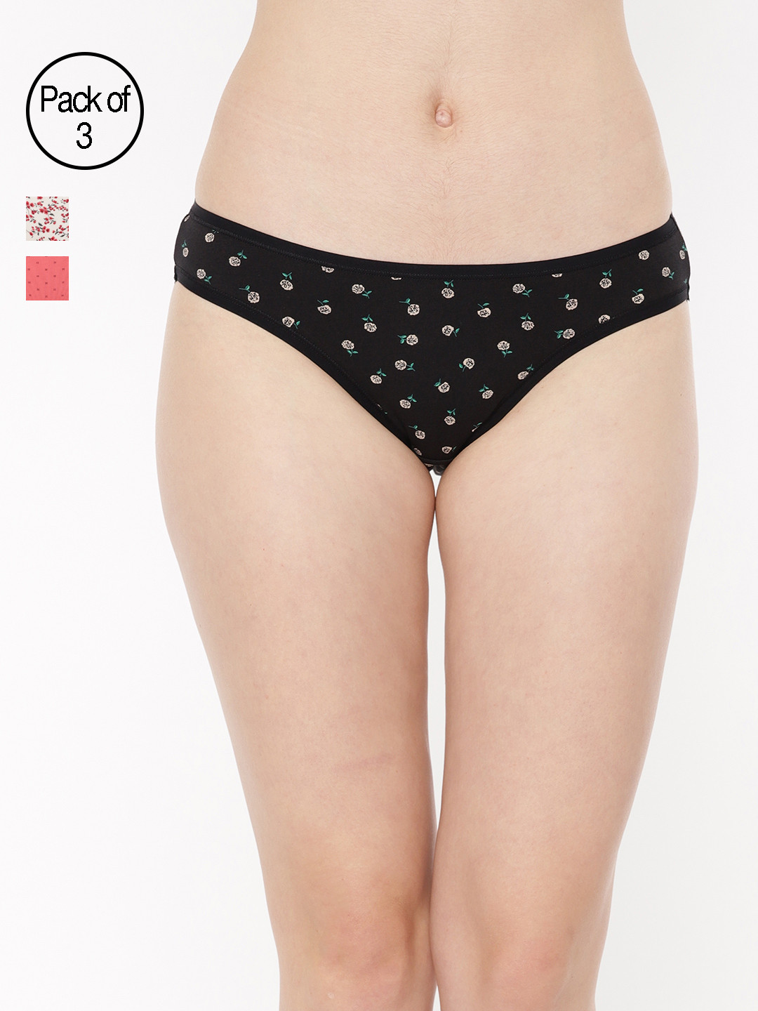 

Amante Women Printed Pack of 3 Low Rise Bikini Briefs PPK33102, Pink