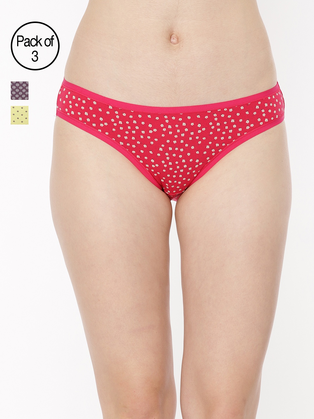 

Amante Women Printed Pack of 3 Low Rise Bikini Briefs PPK33102, Pink