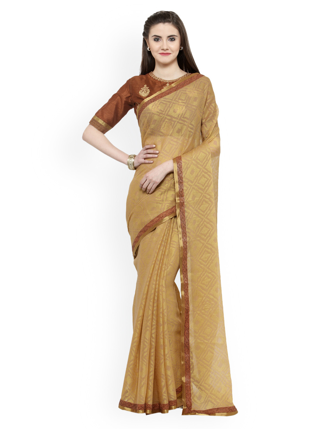 

Shaily Beige Woven Design Silk Blend Saree