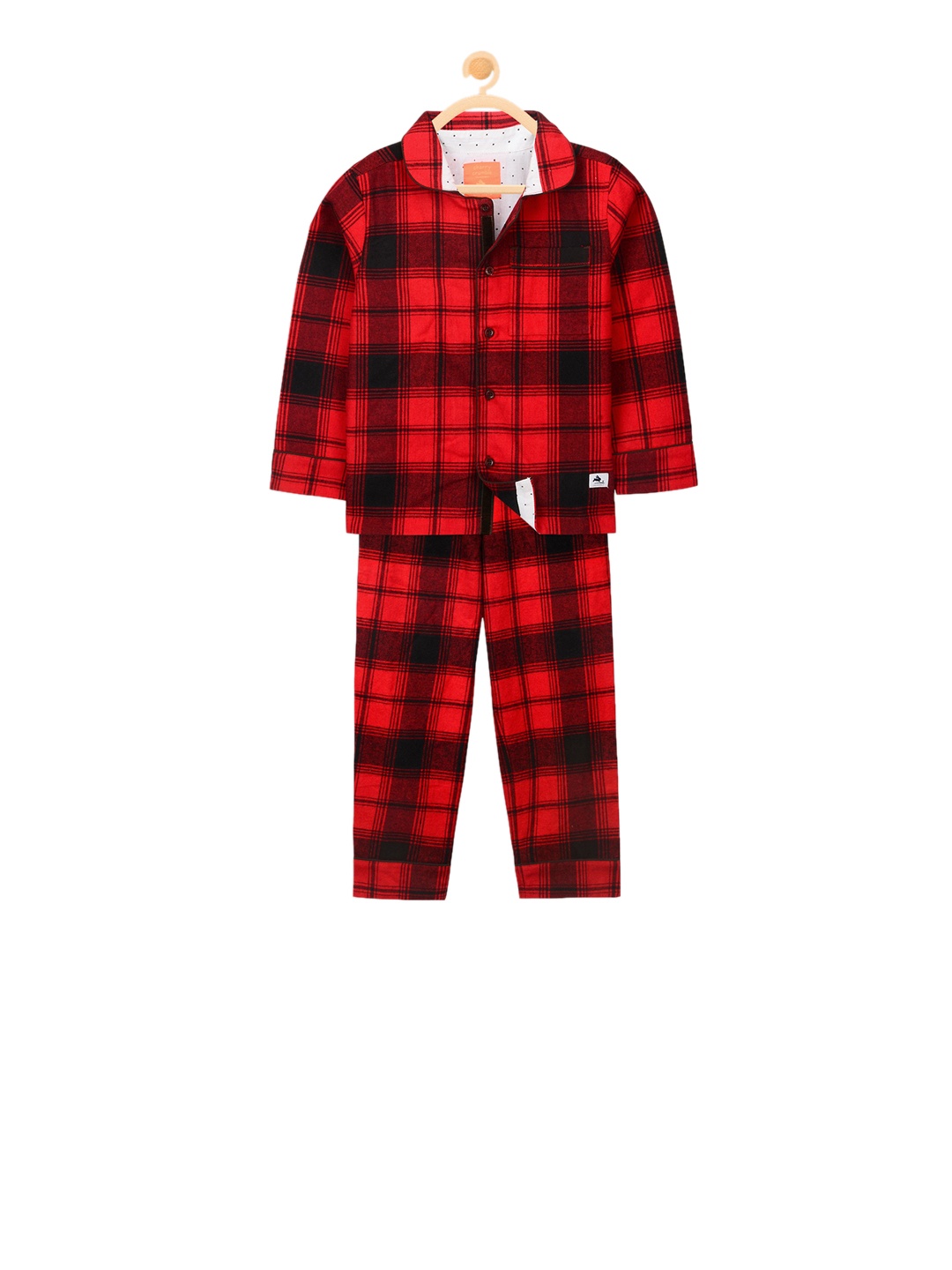 

Cherry Crumble Kids Red & Black Checked Night suit WS-NSUIT-7136