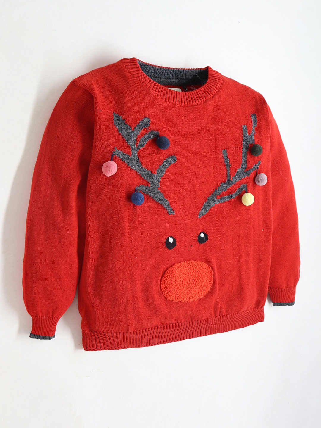 

Cherry Crumble Kids Red Self Design Pullover